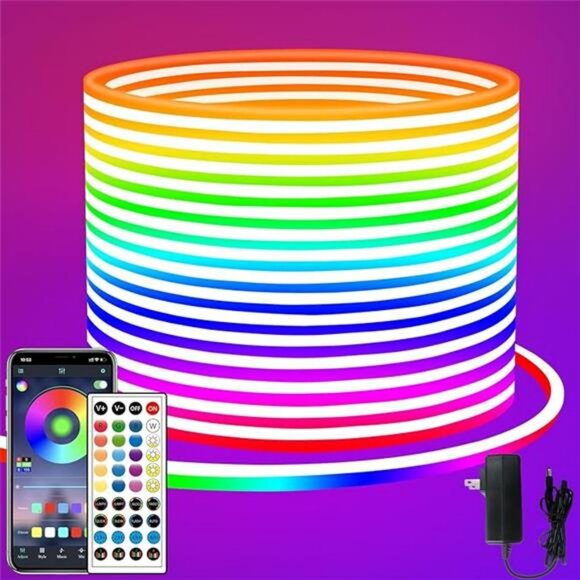 66FT RGB LED Neon Rope Lights Waterproof Color Changing Flexible Strip Lights - Picture 8 of 8